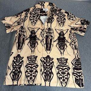 SATURDAYS NYC Mens York Entomology Short Sleeve Shirt Reed Yellow Size Small